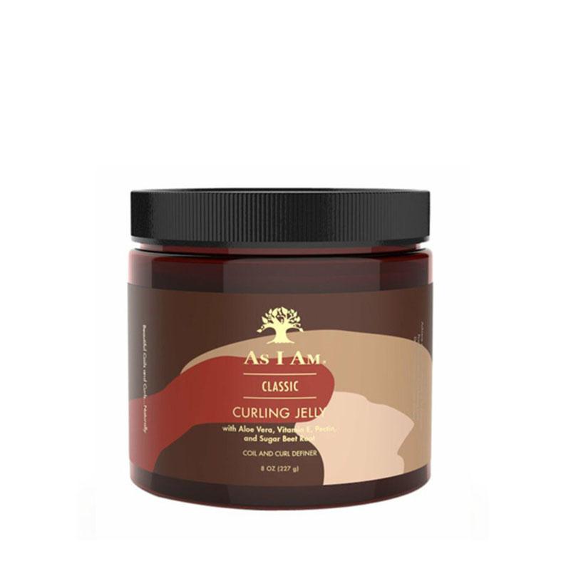 AS I AM Classic curling jelly for natural hair in 8 oz brown jar with black lid curl definer
