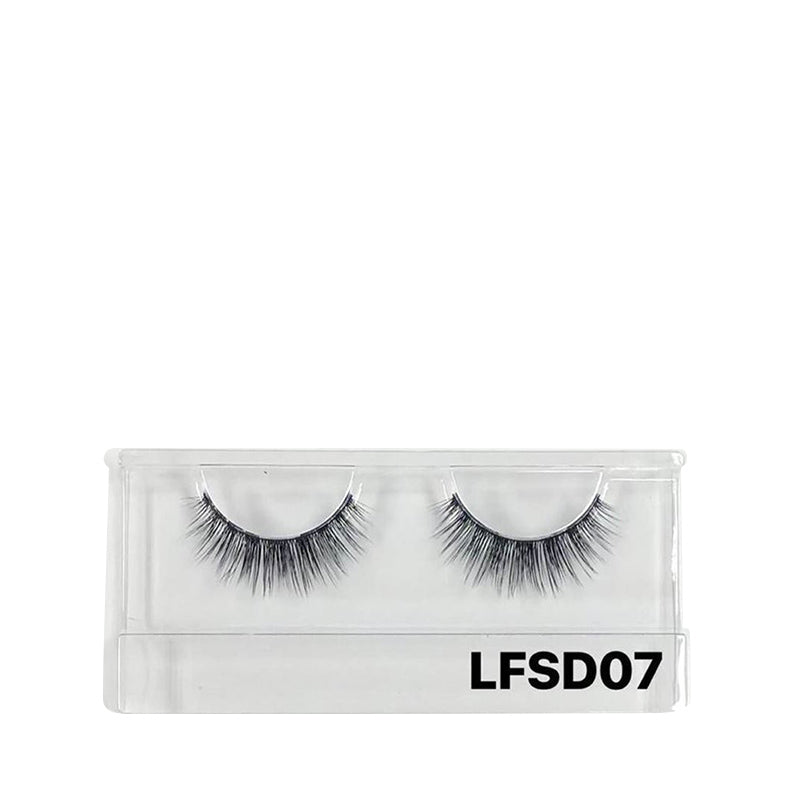LAFLARE 3D faux mink lashes LFSD07 pair in clear plastic tray wispy layered black false eyelashes