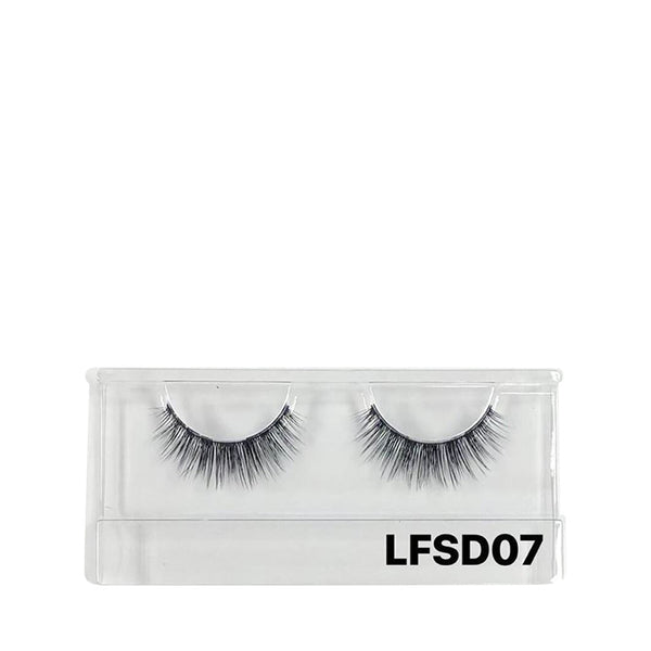 LAFLARE 3D faux mink lashes LFSD07 pair in clear plastic tray wispy layered black false eyelashes