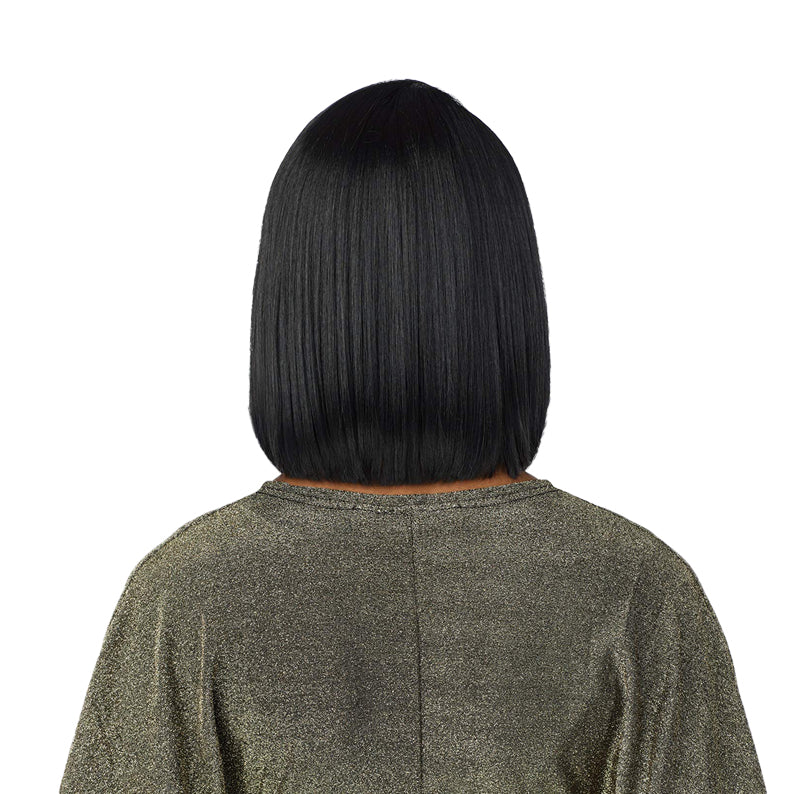 SENSATIONNEL Butta Lace wig human hair straight black blunt bob back view smooth shoulder length