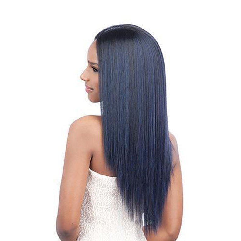 SHAKE N GO EQUAL Freedom Part wig long straight navy blue synthetic hair with natural center part and sleek finish