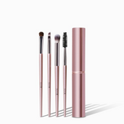 NICKA K eye makeup brush set rose gold five piece kit with flat shader angled blending spoolie and travel case