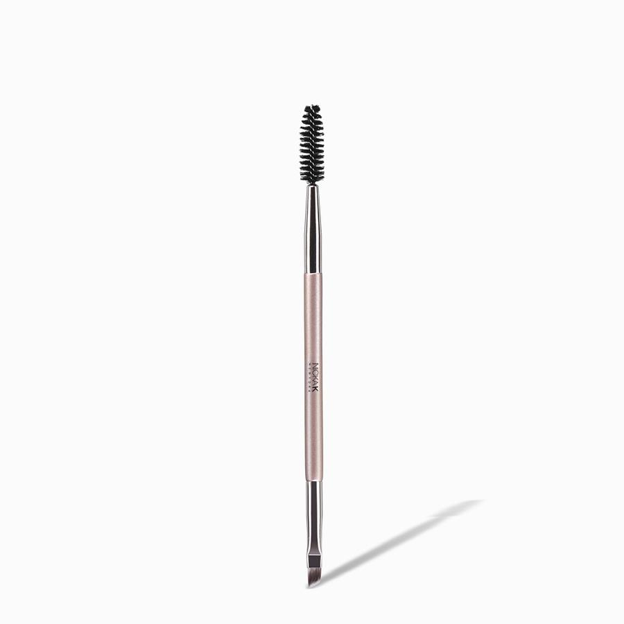 NICKA K eyebrow duo brush with angled brow brush and spoolie for precise shaping and natural blending