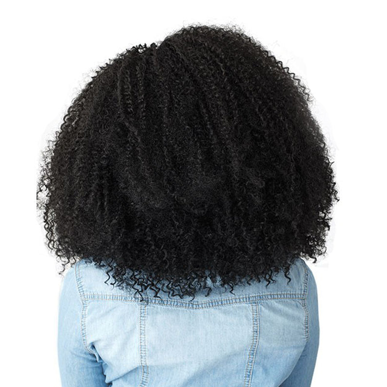 SENSATIONNEL lace front empress curls wig black natural textured shoulder length back view