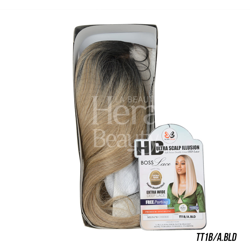 Bobbi Boss HD frontal lace wig long straight blonde ombre with dark roots in retail packaging