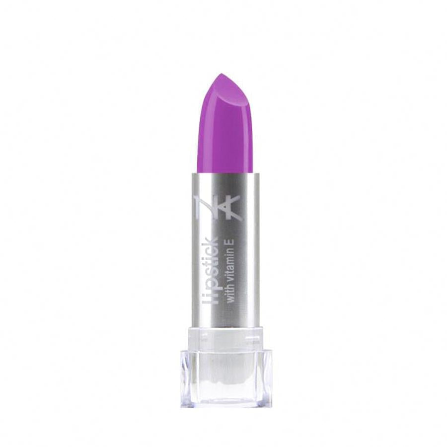 NICKA K vibrant purple vitamin E lipstick in silver and clear tube packaging