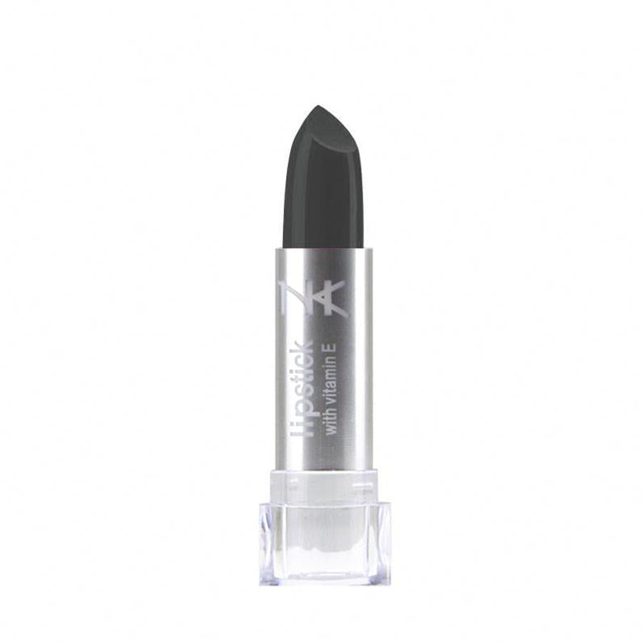 NICKA K black vitamin E lipstick in silver tube with clear base for smooth moisturizing lips