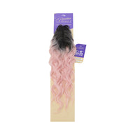 OUTRE Brazilian natural wave lace closure black to pastel pink ombre wavy hair long pack