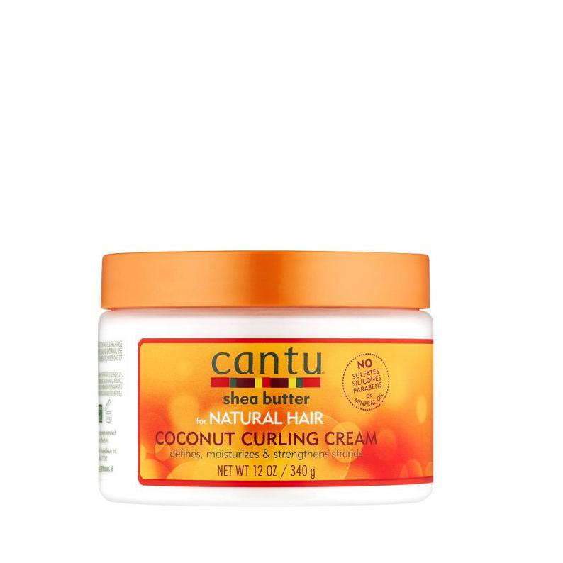 CANTU shea butter coconut curling cream for natural hair in 12 oz jar orange lid