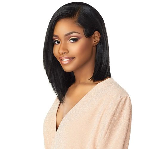 SENSATIONNEL Cloud 9 Whatlace Tyrina wig sleek straight shoulder length black bob with side part