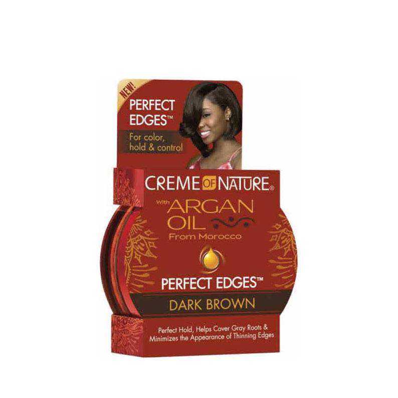 Creme of Nature argan oil edge control brown Perfect Edges dark brown hair edge styling product packaging