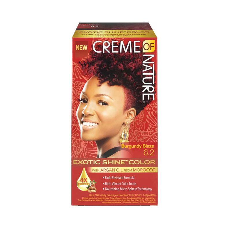 CREME OF NATURE exotic shine hair color kit Burgundy Blaze 6.2 with argan oil for vibrant rich tones