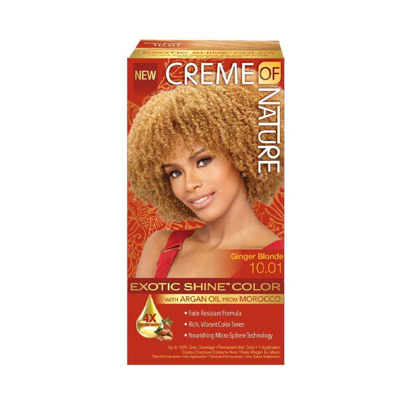 CREME OF NATURE exotic shine hair color kit in Ginger Blonde 10.01 with argan oil for vibrant color