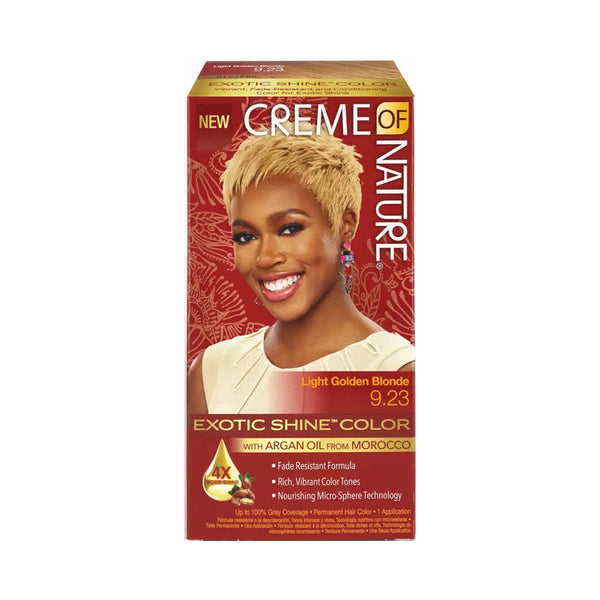 CREME OF NATURE exotic shine hair color kit light golden blonde 9.23 with argan oil