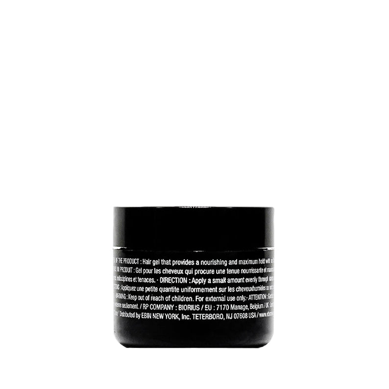 EBIN 24 hour edge tamer natural black hair gel jar with black screw top for sleek edges