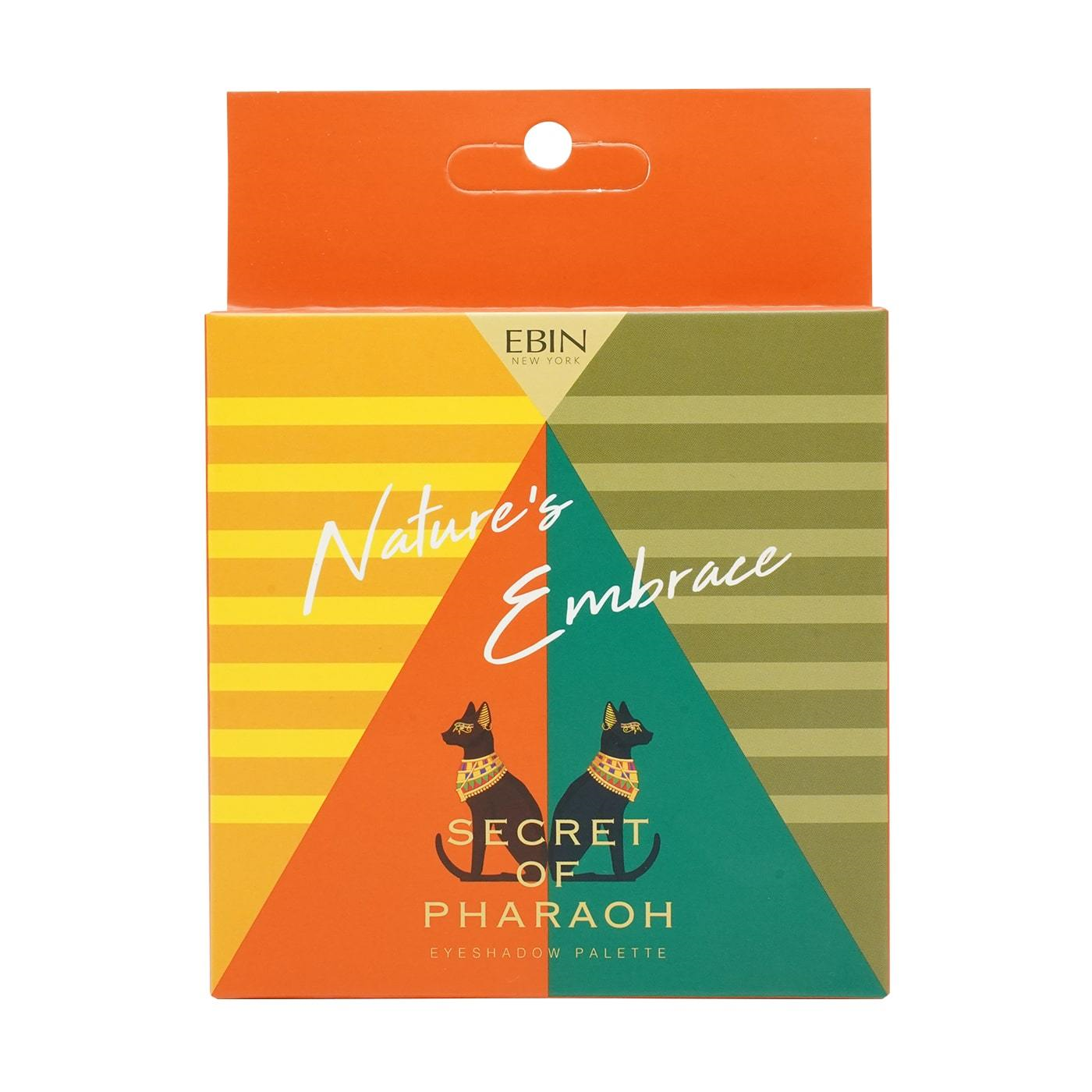 EBIN Natures Embrace Secret of Pharaoh boxed pharaoh inspired eyeshadow palette with colorful geometric packaging