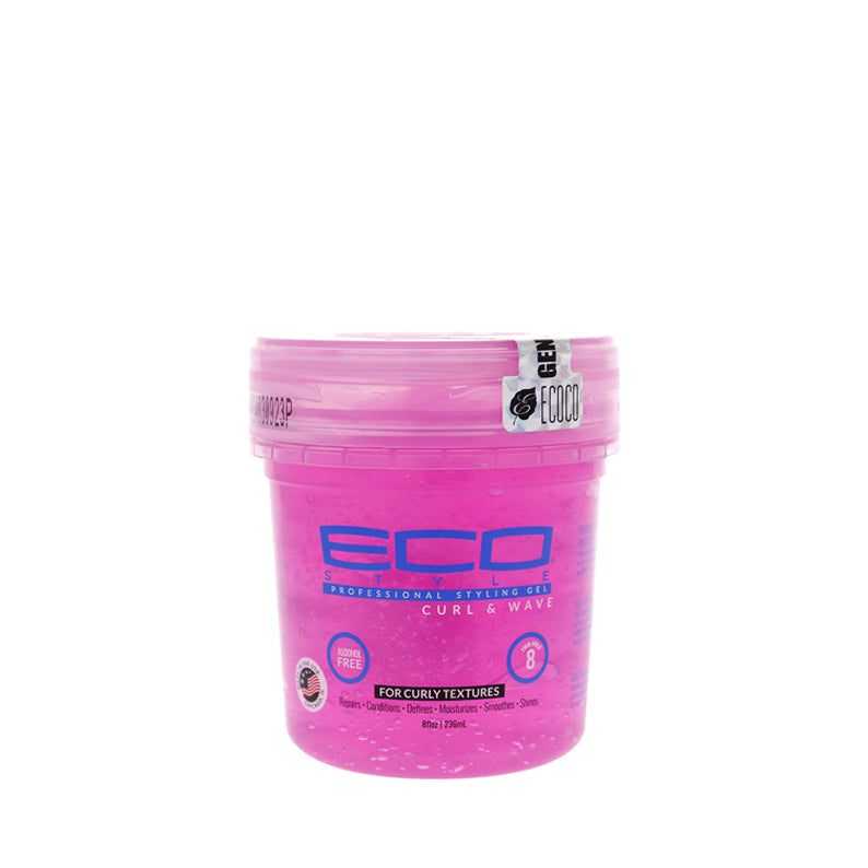 ECO STYLE curl defining styling gel in pink container for curly and wavy hair textures