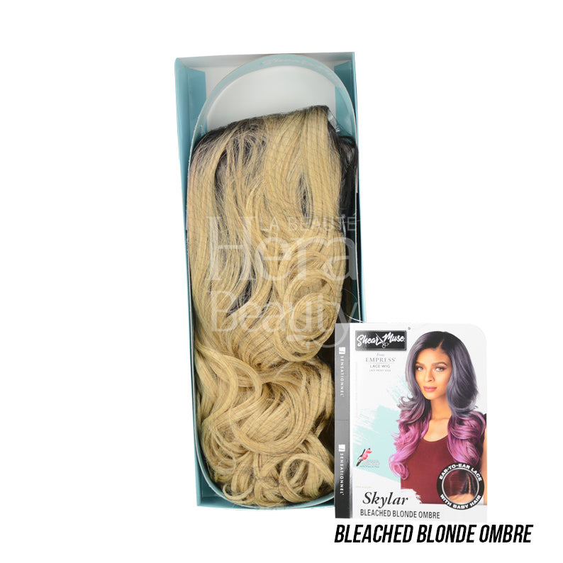 SENSATIONNEL Empress Shear Muse lace front wig in bleached blonde ombre with wavy hair texture
