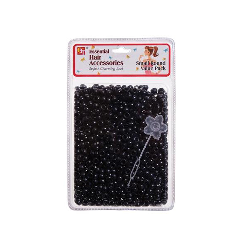 BEAUTY TOWN black hair beads jumbo pack with small round beads and hair tool for styling