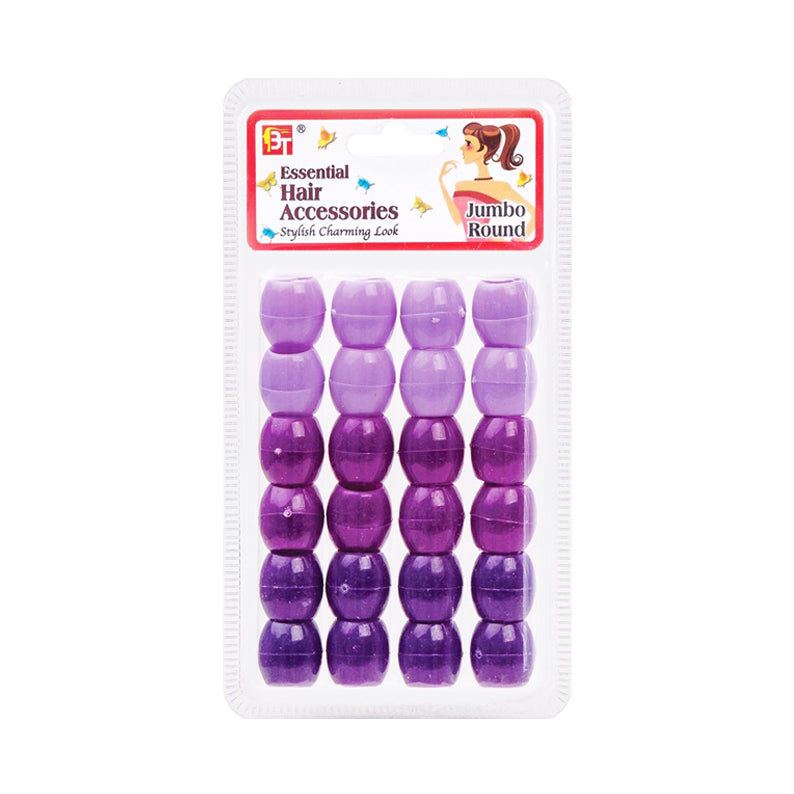 Beauty Town purple hair beads for braids jumbo round in gradient shades of purple in clear packaging