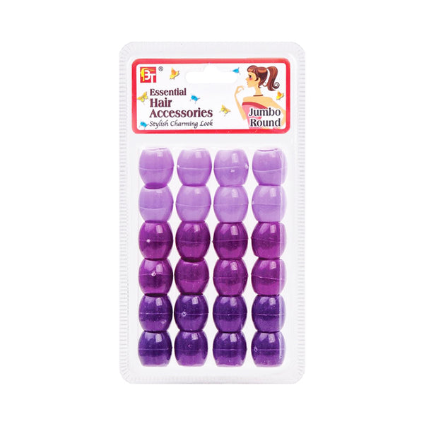 Beauty Town purple hair beads for braids jumbo round in gradient shades of purple in clear packaging