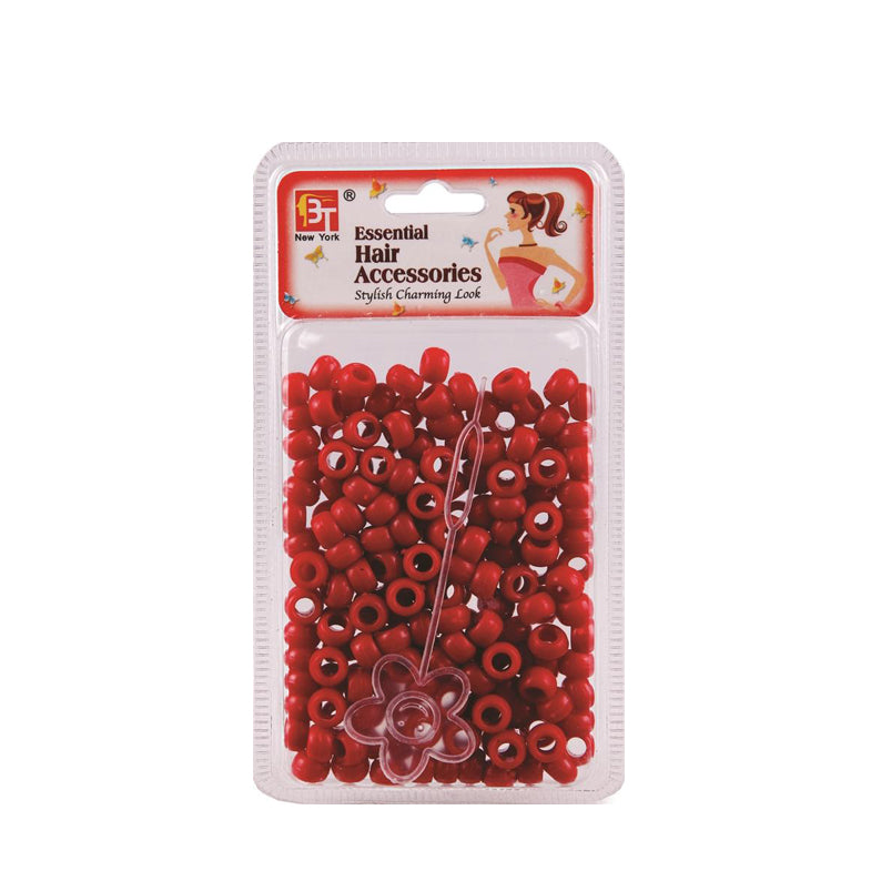 Beauty Town red hair beads for braids with threading tool in clear packaging for hair styling
