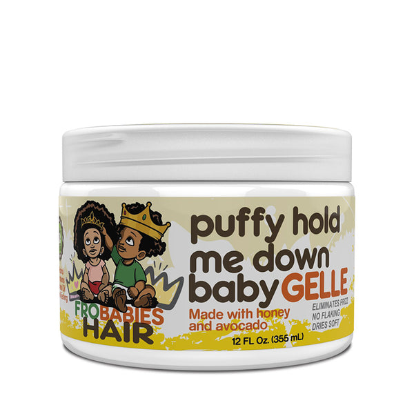 Frobabies Hair puffy hold me down baby gelle jar baby hair gel for natural hair with honey and avocado