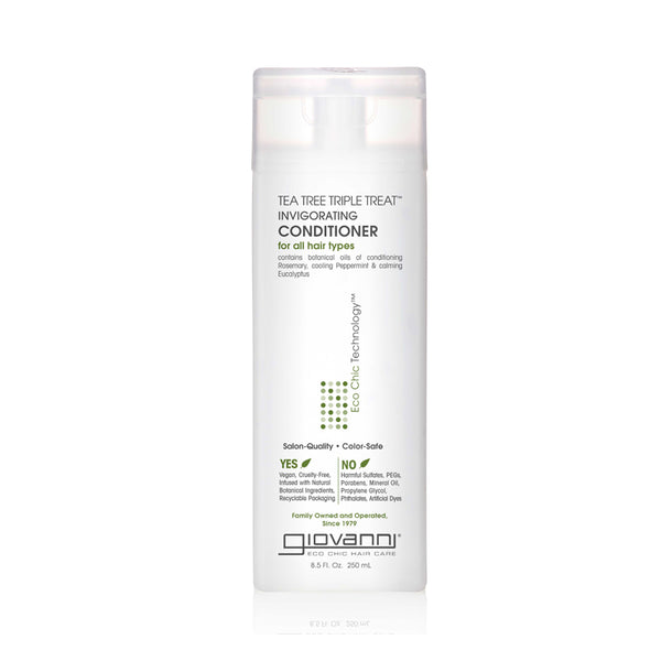 Giovanni tea tree conditioner for all hair types invigorating conditioner white bottle