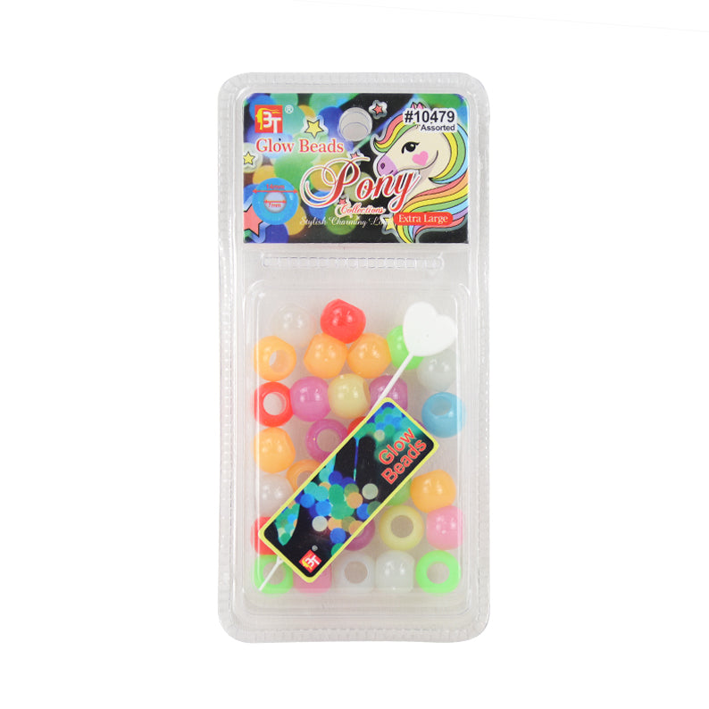 BEAUTY TOWN fluorescent pony beads assortment in colorful glow bead package for crafting