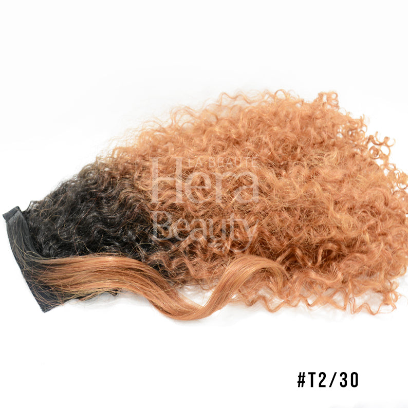 SENSATIONNEL instant up and down ponytail wig curly two tone T2 30 dark roots to honey blonde