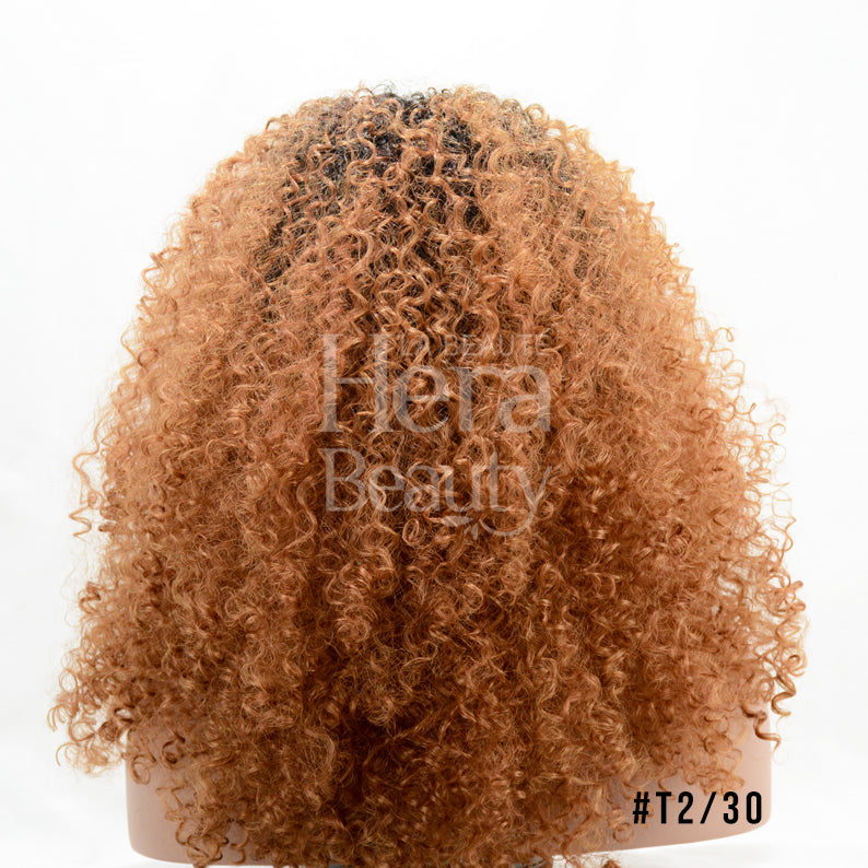 SENSATIONNEL instant up and down ponytail wig curly brown T2 30 tight spiral curls back view