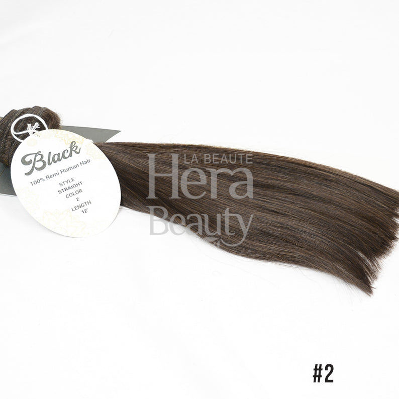 LADYSTAR black human hair weave straight style color number 2 with 12 inch length