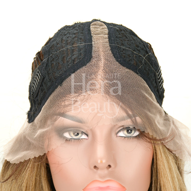 SENSATIONNEL Butta Lace Unit 14 wig showing lace front and adjustable cap on mannequin head