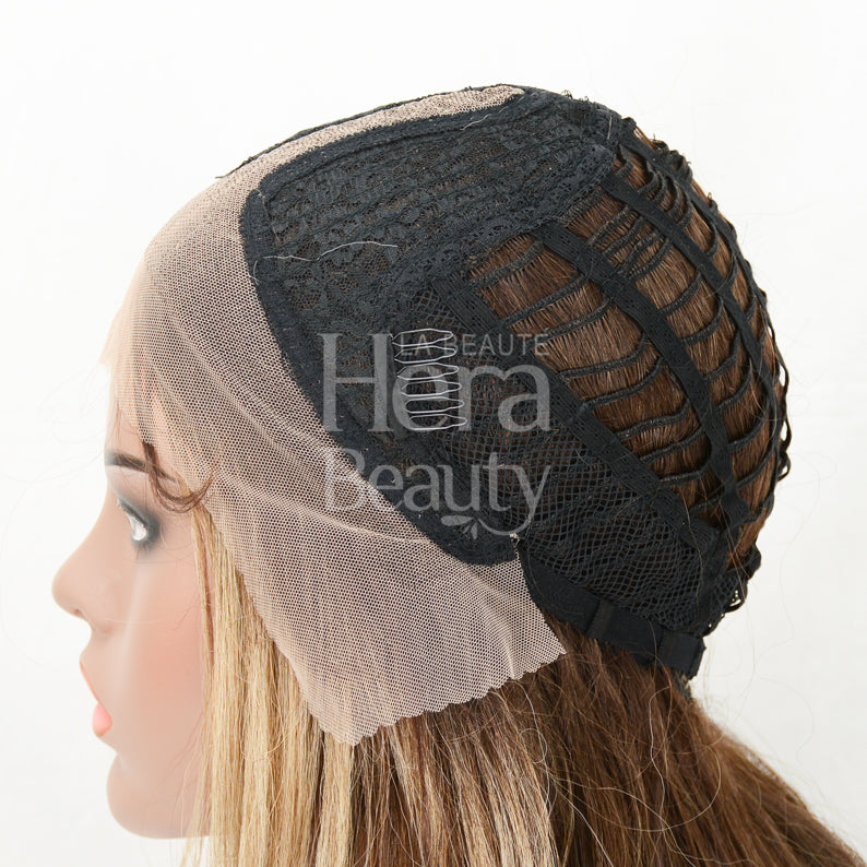 Butta Lace Unit 14 wig open weft cap with lace front on mannequin head showing straps and construction