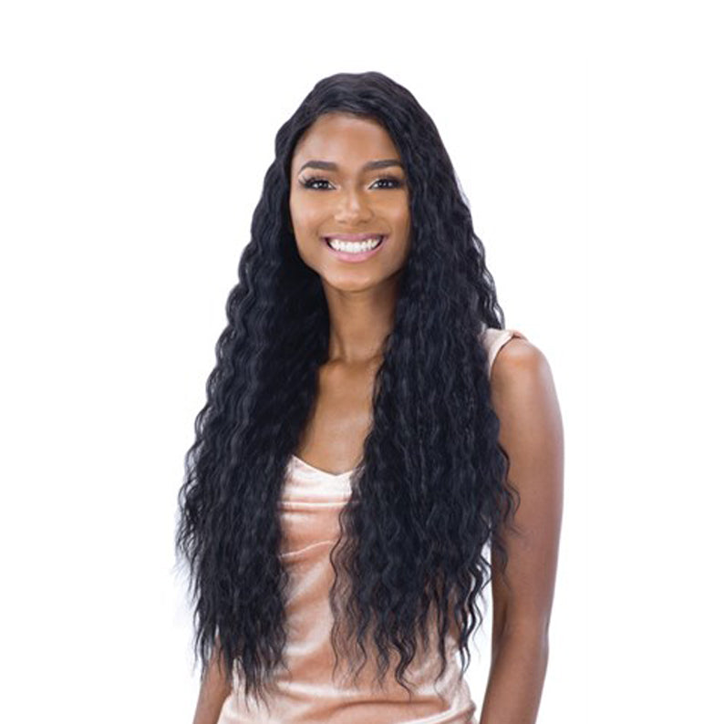 SHAKE N GO deep waver lace front wig long natural black waves with center part and sheer hairline