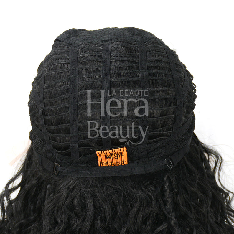 ITS A WIG HD lace wig Catalina back view showing black weft cap with adjustable strap and curly black hair