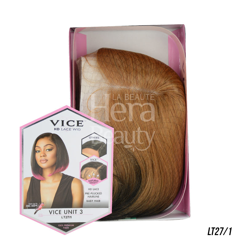 SENSATIONNEL synthetic lace front wig light auburn with dark root short bob in retail box