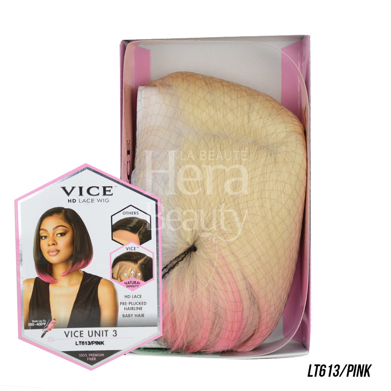 SENSATIONNEL Vice LT613 pink blonde ombre bob in box synthetic lace front wig with HD lace
