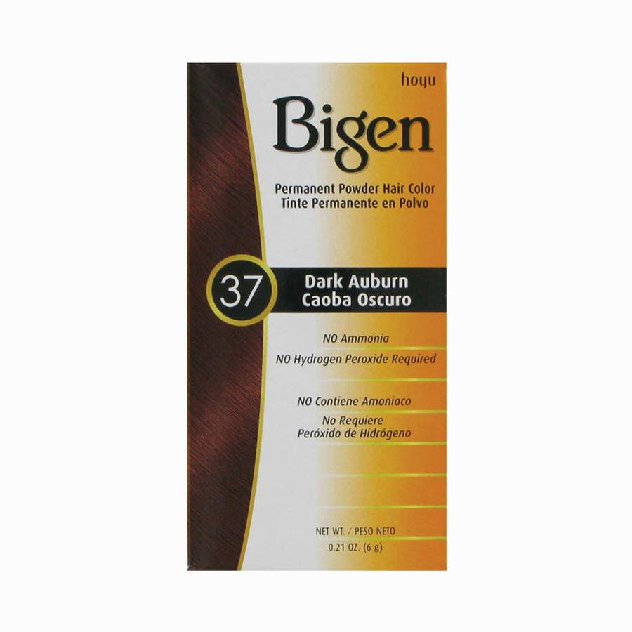 BIGEN permanent powder hair dye box in Dark Auburn color with no ammonia formula