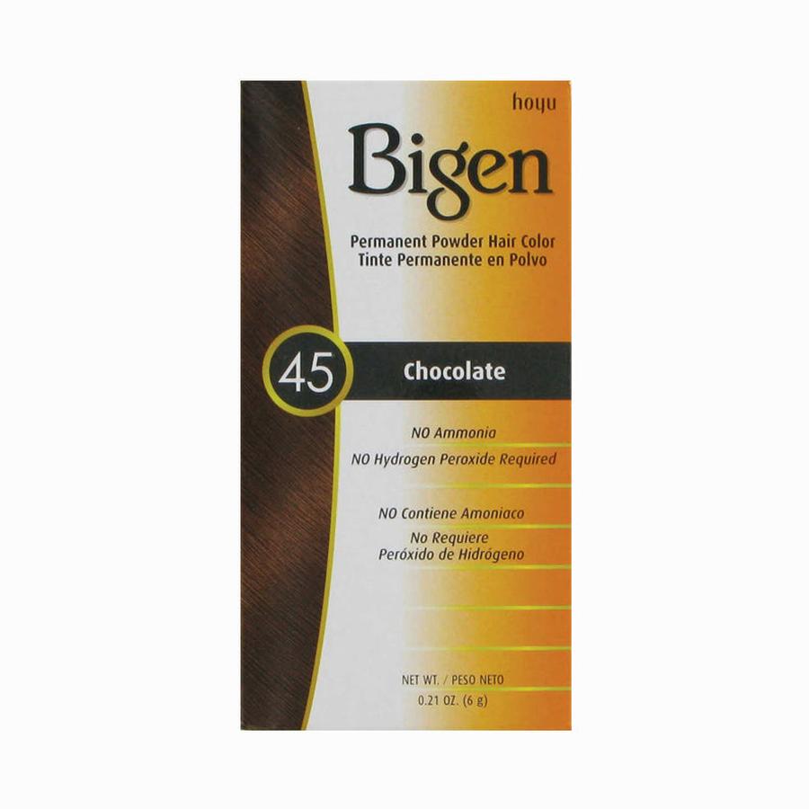 Bigen permanent powder hair dye in chocolate color with no ammonia and no hydrogen peroxide required