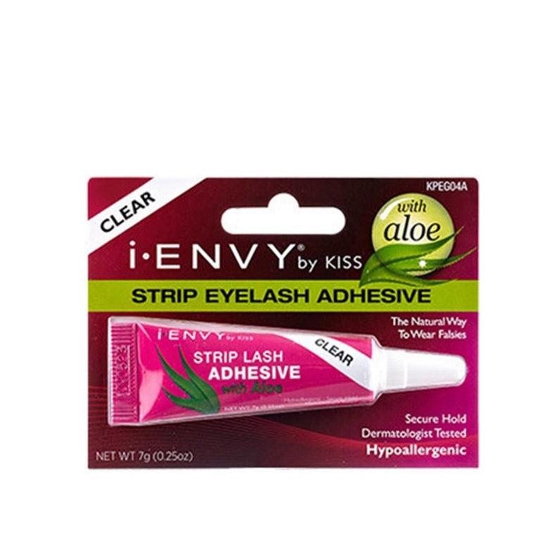 IVY BEAUTY by KISS strip lash adhesive tube packaging showing clear hypoallergenic aloe infused eyelash adhesive