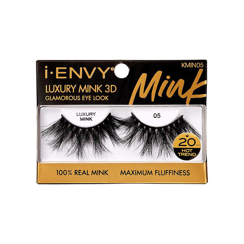IVY BEAUTY by KISS luxury mink 3D lashes pack showing dramatic black mink false eyelashes in gold box