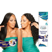 Shake N Go Indian Remy wet and wavy hair displayed with two models showcasing different styles
