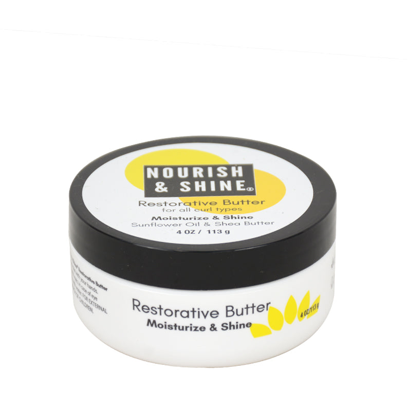 Jane Carter Nourish and Shine Butter restorative hair butter in white jar with black lid 4 oz for moisture and shine