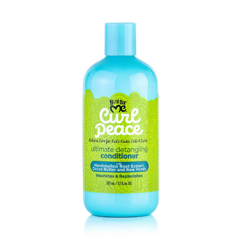 JUST FOR ME Curl Peace blue bottle kids detangling conditioner for curly hair with marshmallow root and cocoa butter