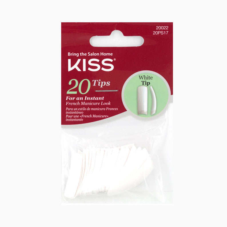 KISS 20 white tip acrylic press on nails tips for an instant French manicure look