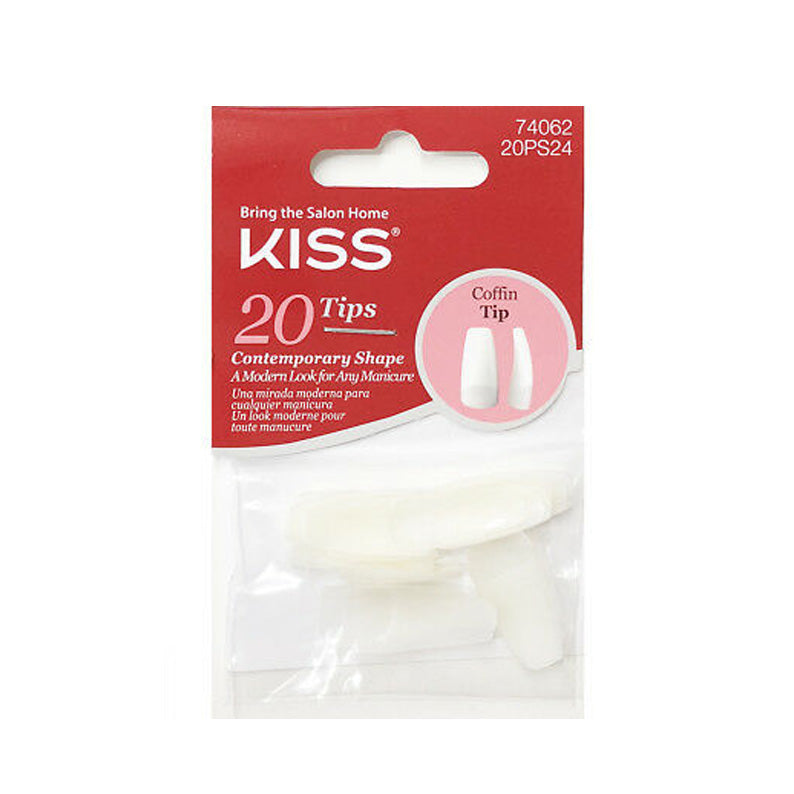 IVY BEAUTY by KISS 20 pack white coffin shape nail tips in retail pack for salon manicure