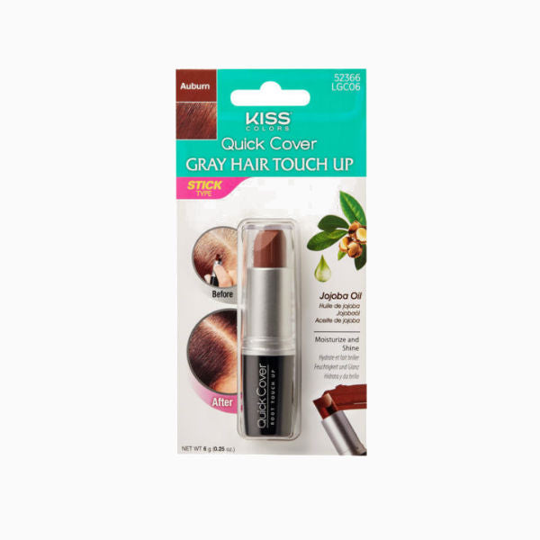 IVY BEAUTY by KISS Quick Cover auburn grey hair touch up stick with jojoba oil before and after swatch