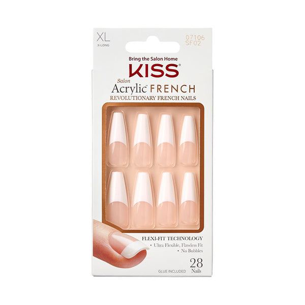 IVY BEAUTY by KISS pack of extra long French acrylic nails XL salon French tip 28 nails