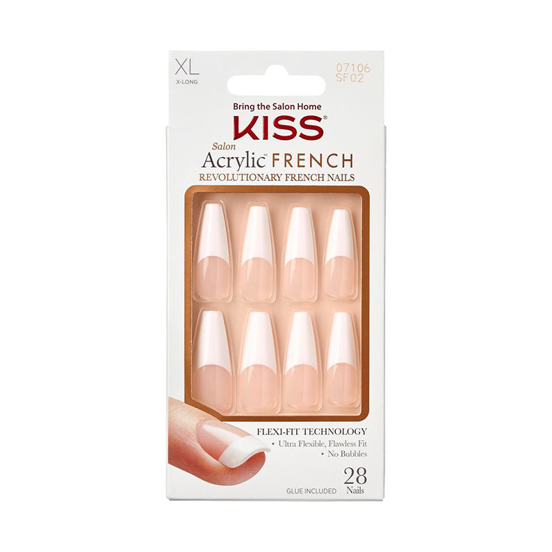 IVY BEAUTY by KISS pack of extra long French acrylic nails XL salon French tip 28 nails